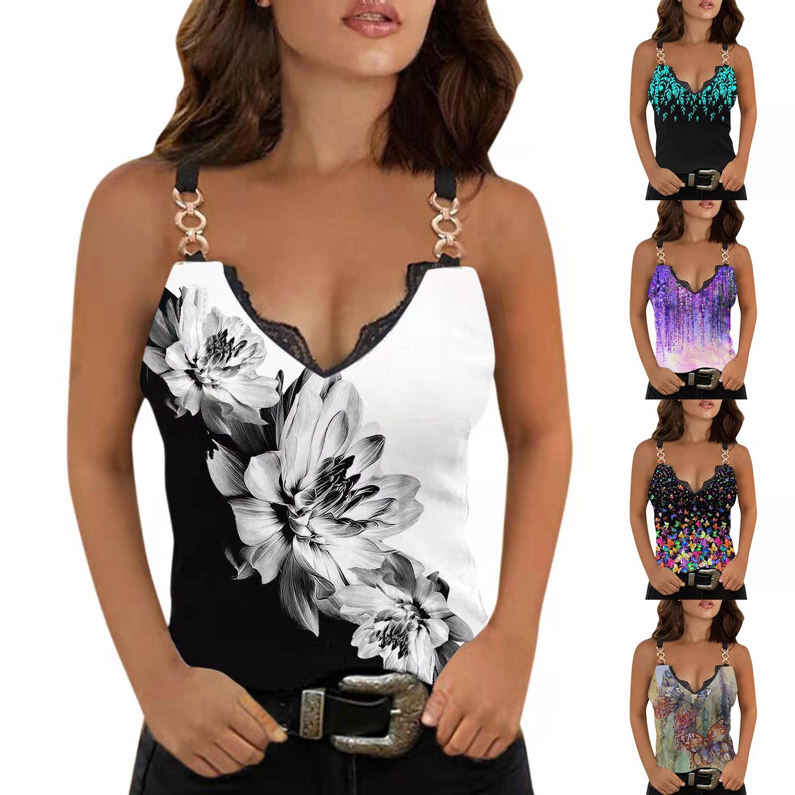 

Женская повседневная футболка Красочный пуловер с v-образным вырезом без рукавов и открытой спиной