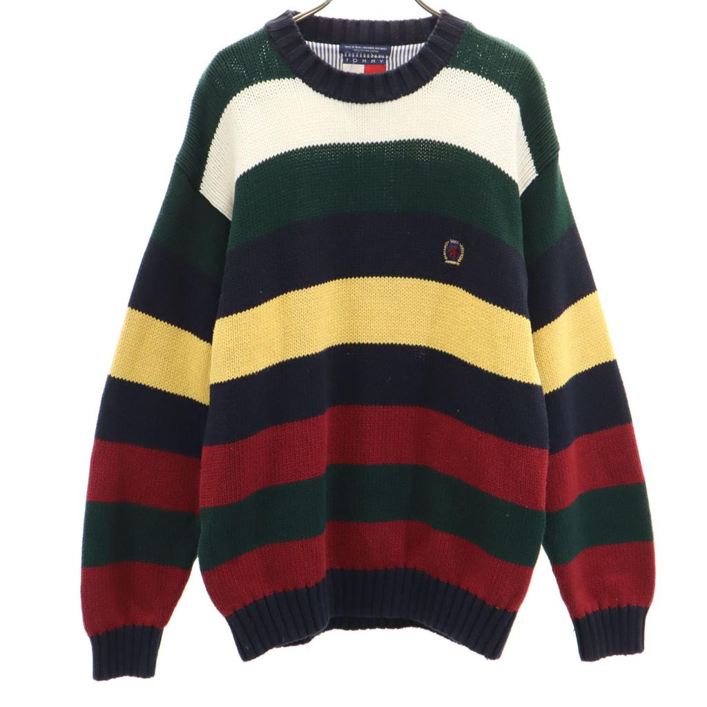 TOMMY HILFIGER 90s Old Flag Tag border Long sleeve sweater M Multi knit Men's Used
