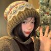 Women's Woolen Beanie with Ear Protection and Plush Lining - Ideal for Big Head Circumference, Small Face, Autumn/Winter
