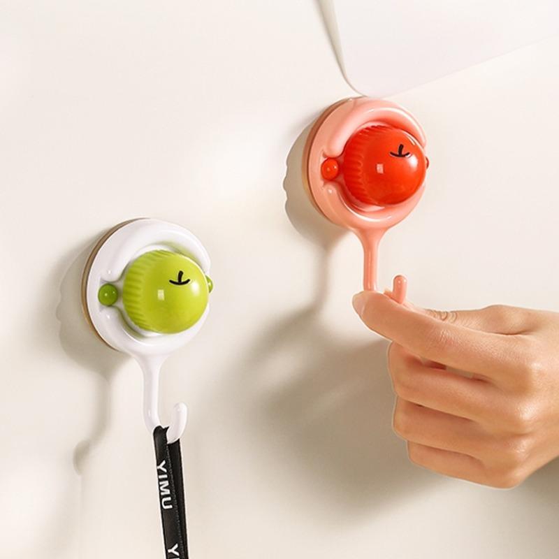 3pcs/set Apple-Shaped Suction Cup Hooks Removable Towel Hanger for Kitchen & Bathroom Door Back Coat Hat Hook