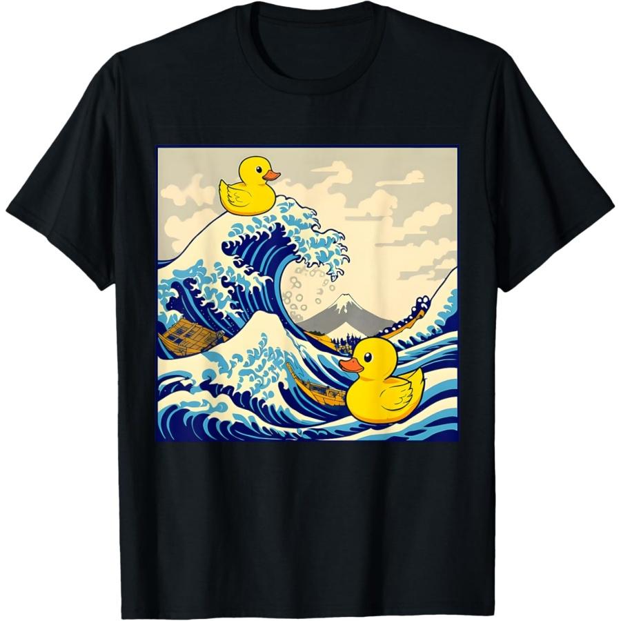 

Great Wave with Rubber Ducks Funny Japanese Art Parody T-Shirt XXXXXL чорний