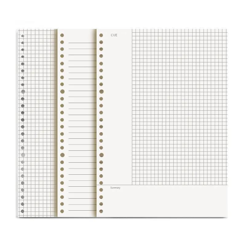 B5/A5 Refillable Loose-Leaf Notebooks - 26/20 Hole Detachable Paper, Horizontal Line & Grid for Postgraduate Entrance Exam Note-Taking.
