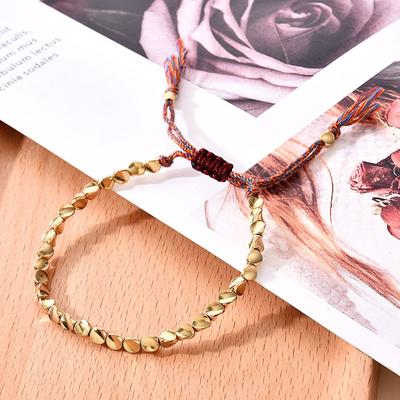 Para Amantes Cuerda Ajustable Algodón Cuentas de Cobre Budista Joyería de Muñeca Pulseras Pulsera Trenzada