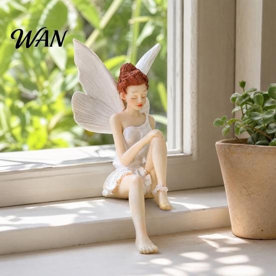 Bedroom Decorative Piece Flower Fairy Ornaments, Beautiful And Fine Carving Figurines, Small Figurine Resin Sculpture for Home Patio Balcony
