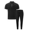 Men's Breathable Polo Sportswear Set - Short Sleeve & Long Pants for Daily Commute Casual Wear