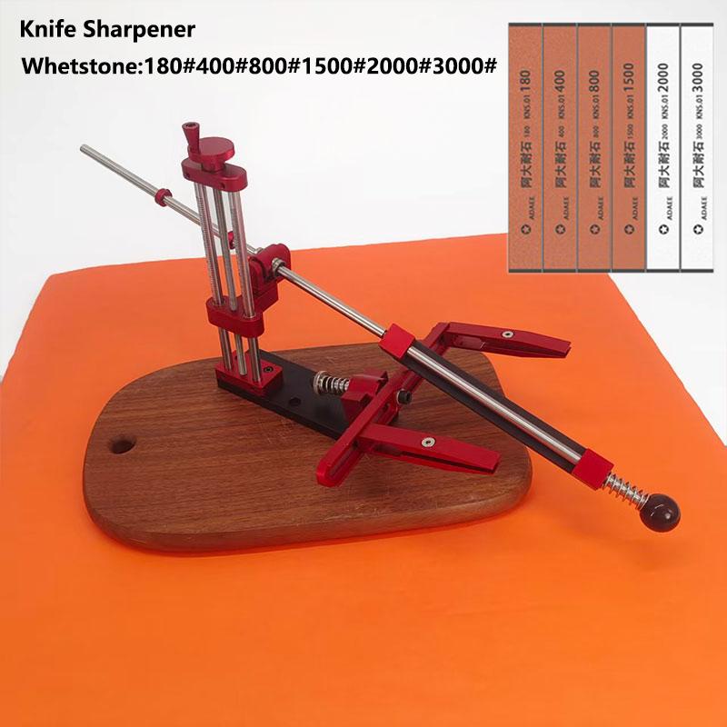 Red Fixed Angle Knife Sharpener - Adjustable Precision Sharpening Tool for Kitchen Knives, Easy to Use Sharpening System