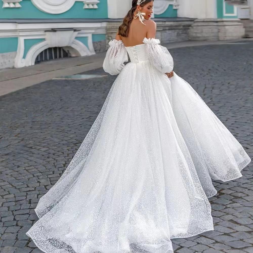 French long-sleeved light main wedding dress