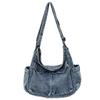 Crossbody Bag Washed Denim Cloth Shoulder Bag Men's Large-capacity Leisure Travel Versatile Commuting Class Book Backpack Women