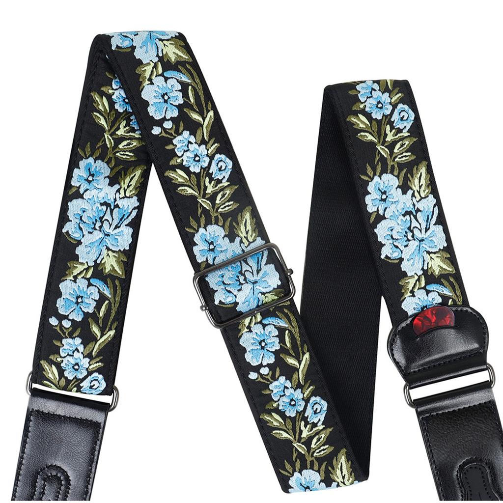 Cotton Guitar Straps with Pick Pocket National Style Guitar Strap Adjustable Shoulder Strap Belt Guitar Accessories