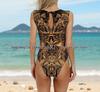 Women's Long-Sleeve Mesh Cover-Up Swimsuit