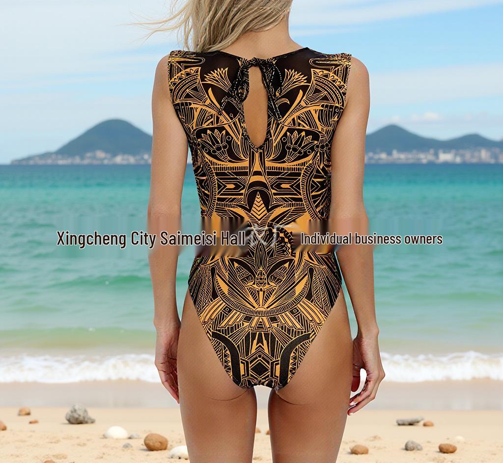 Women's Long-Sleeve Mesh Cover-Up Swimsuit