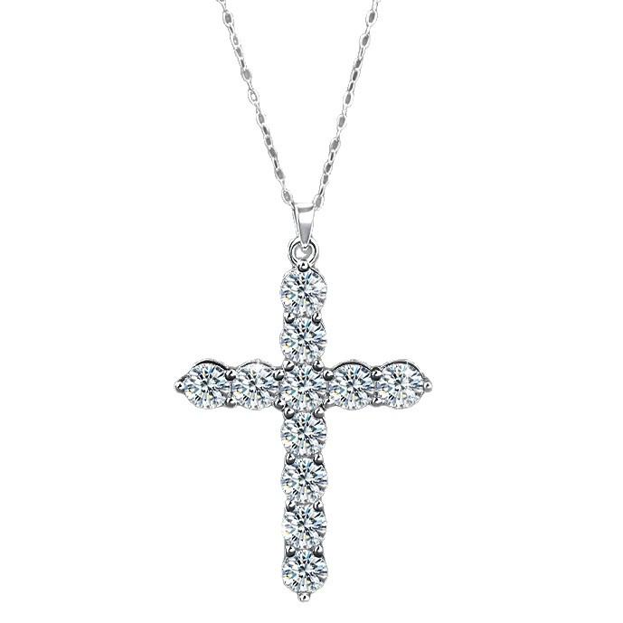 S925 Sterling Silver Moissanite Cross Necklace - European & American Fashion Hip-Hop Pendant for Men & Women.