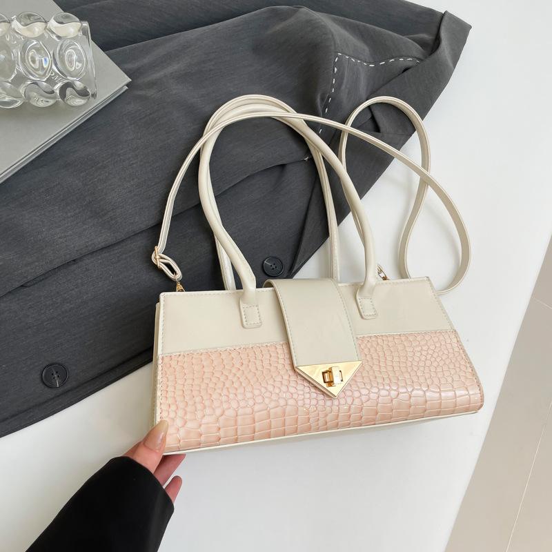 This year's popular women's bags 2025 spring and summer new fashion crocodile pattern splicing handbag texture large capacity messenger