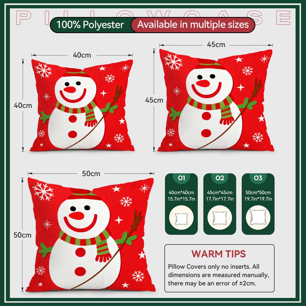 45X45Cm Red Christmas Theme Pillowcase Bedroom Sofa Cushion Cover 100% Polyester Living Room Cushion Pillowcase Home Decor