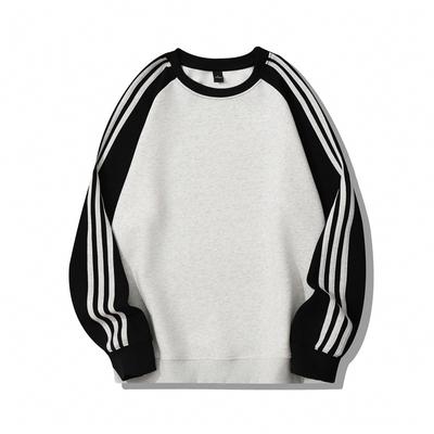 Round Neck Side Striped Sweatshirt Spring and Autumn Style Stitching Contrasting Color Design Niche Trendy Brand Loose Pullover Jacket for Men