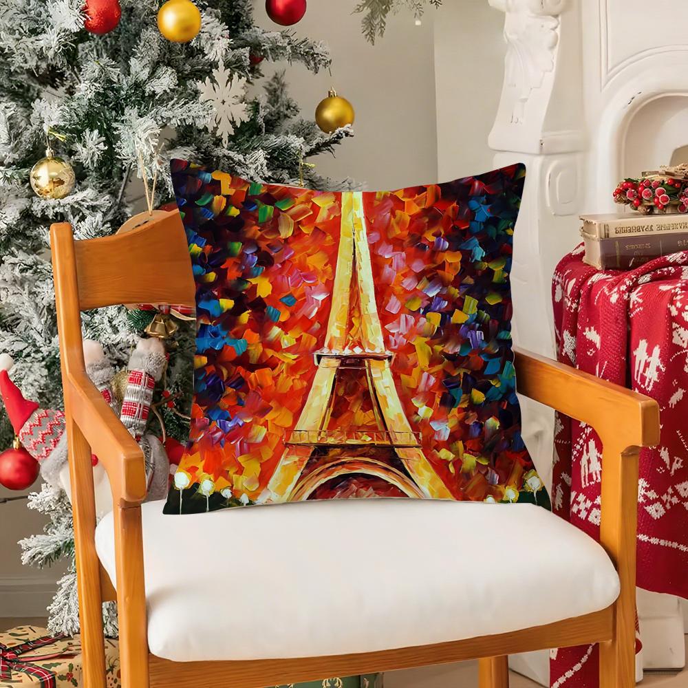 Leonid Afremov Oil Painting Pillow Case Silky Short Plush With Invisible Zipper Dustproof Sofa Cushion Cover For Home Decor