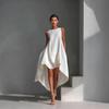Asymmetrical Hem Sleeveless Cotton Linen Dress - Women's Spring 2026 Collection