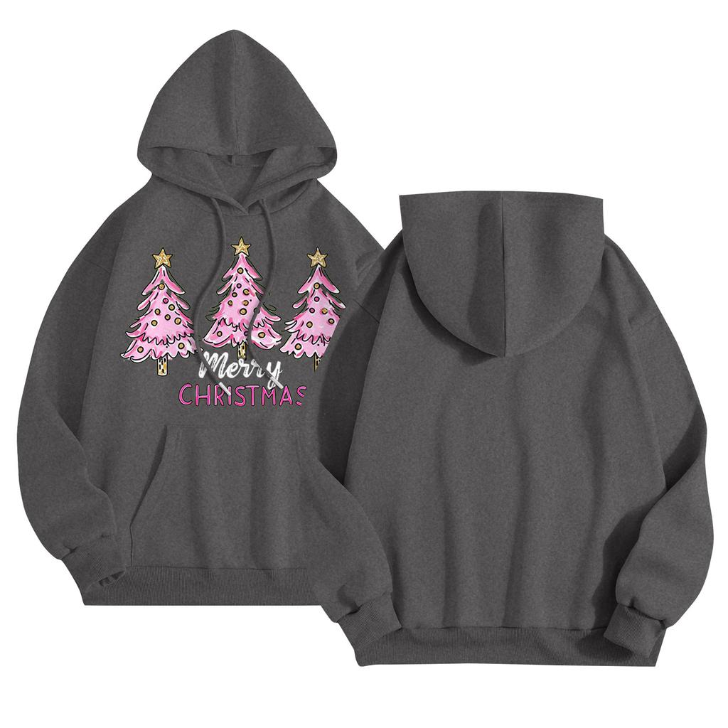 Women's Round Neck Long Sleeve Casual Printed Top Hooded Sweatshirt