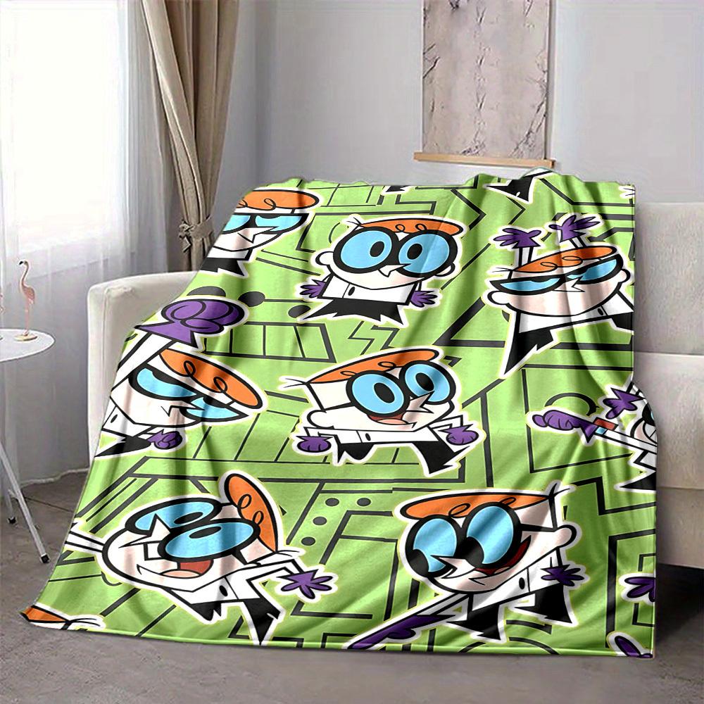 1pc Dexter's Laboratory Cozy Print Blanket Lightweight Warm Flannel Throw Blanket For Sofa, Bed, Living Room