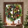 1PC Christmas Wreath 20 Inches Artificial Christmas Wreath Holiday With Baubles Berries Pine Needles Home Festival Party Decor