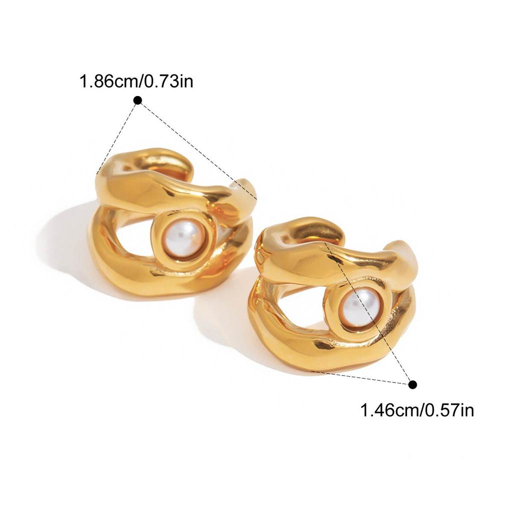 Yori Geometric Line Ear Clip Earrings Golden Stainless Steel Holiday Beach Summer Daily Rust Prevention Jewelry New