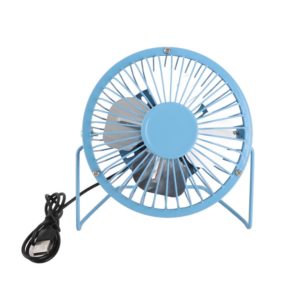 4 Inch Mini Desktop Fan USB Charging Metal Personal Small Air Circulator Cooling Fan Blue