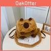 Anderson Cat And Capybara Embroidered Plush Backpack With Zipper Closure For Daily Use