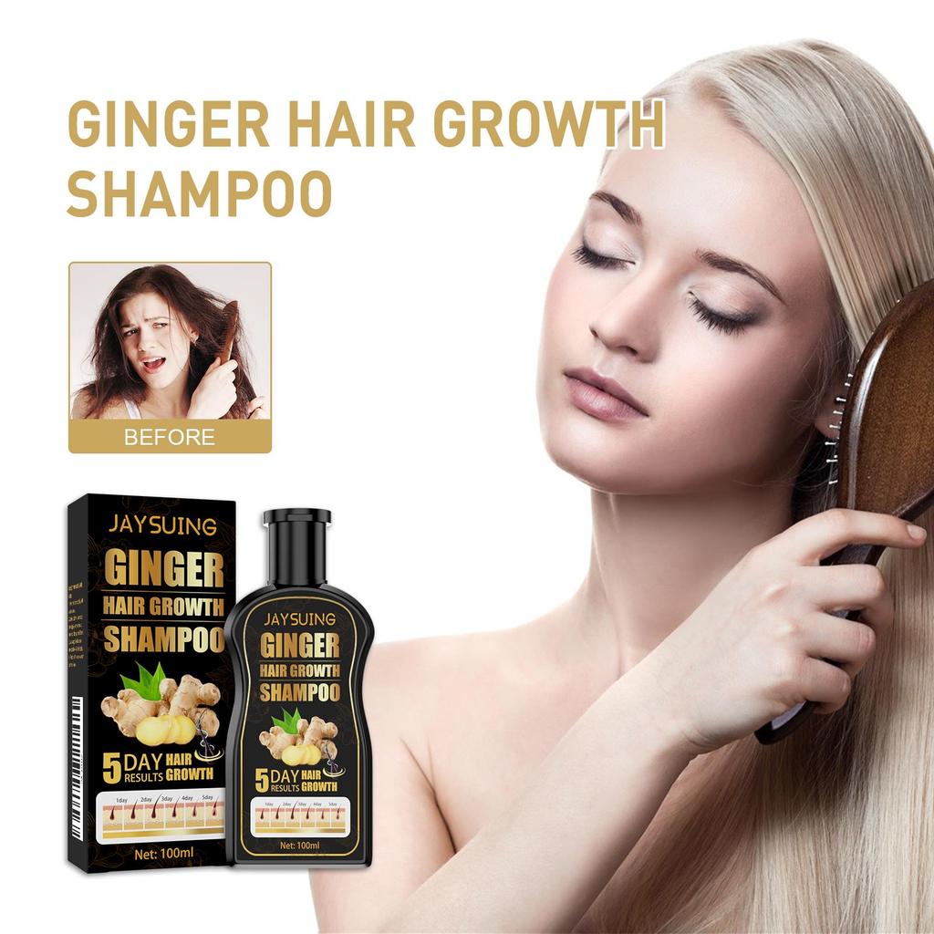 Jaysuing Ginger Anti-Hair Loss Shampoo 100ml - Herbal Natural Shampoo for Oil Control, Hair Growth, Thickening, Anti-Hair Loss, and Strengthening.