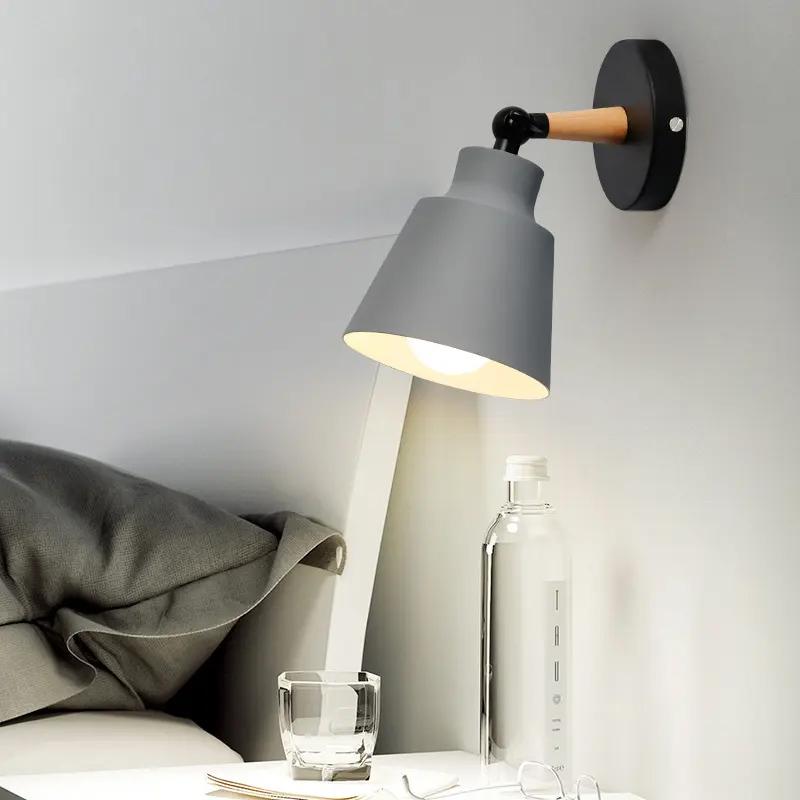 Simple Creative Wall Lamp Color Solid Wood LED Wall Lamp Living Room Corridor Bedside Lamp Decorative Lighting Sconce Bedroom