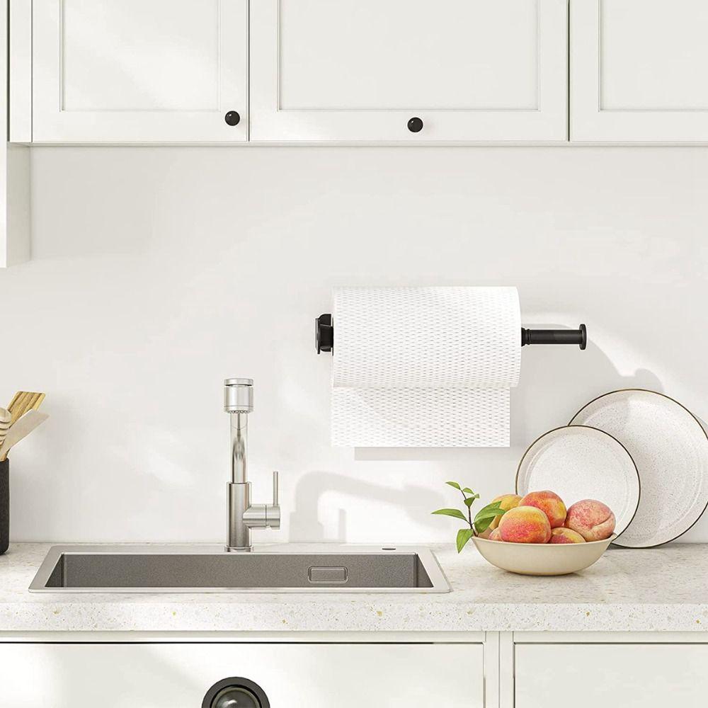 Stainless Steel Paper Towel Holder Adhesive Wall Mount Napkin Storage Rack Bathroom