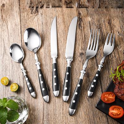 Stainless Steel Kitchen Flatware Set, Steak Cutlery, Knife, Fork, Spoon, Household, Religious, Full Sets, 6Pcs