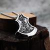 Double Wolf Head Celtic Battle Axe Pendant - Viking Rune Punk Style Titanium Steel Men's Jewelry