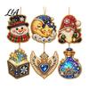 Elegant Holiday Party Supplies 6 Pcs Diamond Art Christmas Ornaments, 2D Flat Pearl Painting Timeless Seasonal Decorations Pattern Hanging Decoration