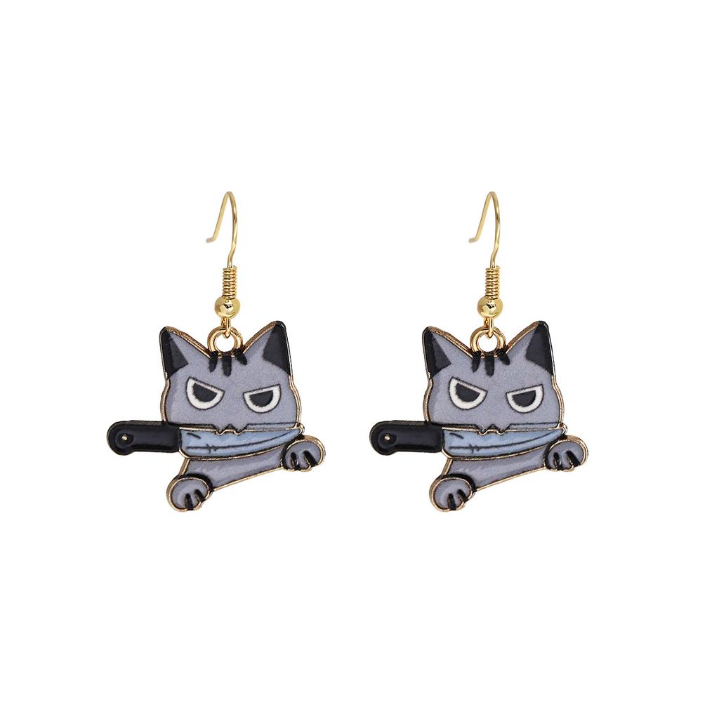 Fun Cartoon Cute Kitten Earrings, Creative Simple Earrings Animal Earrings