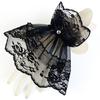 Women Black Lace Wrist Cuffs Bracelets Wedding Rhinestone Bow Fingerless Gloves