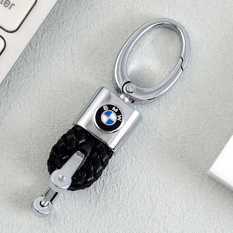 Car Styling 3D Metal Emblem Keychain Leather Braided Rope Key Chain Ring For BMW M E46 X1 X2 X3 X4 X5 X6 F15 G01 E87 E90 F30 E60 pdcr06