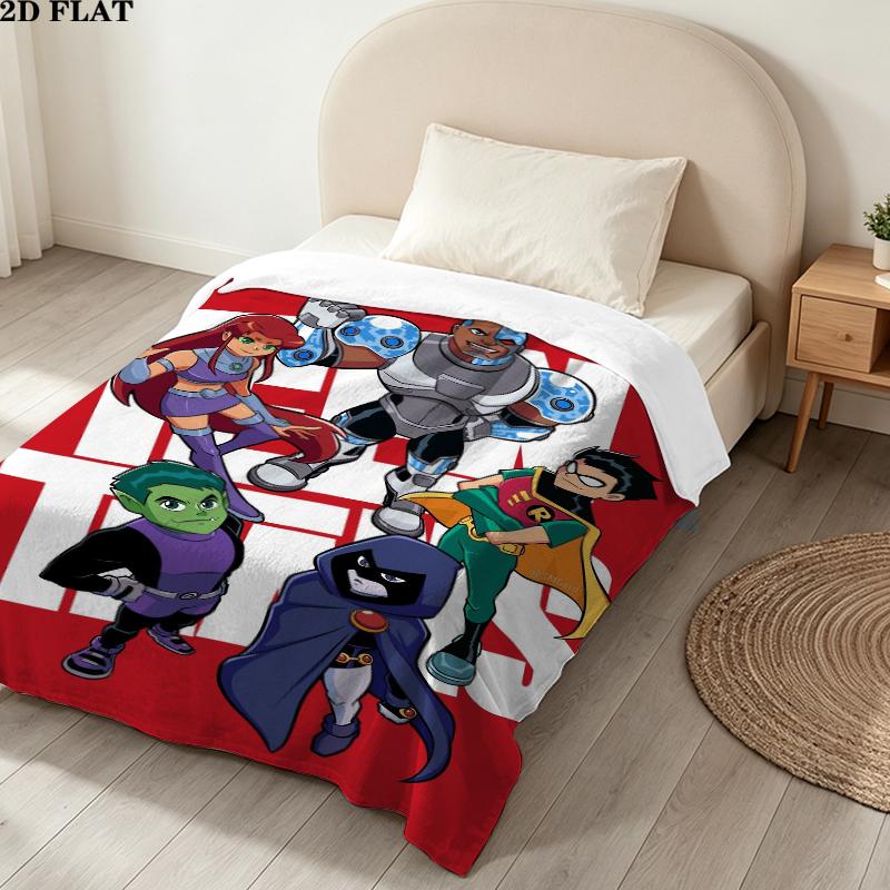 Teen Titans Print Flannel Blanket, High Quality Comfortable for All Seasons, Home Decor, Warmth and Comfort, Perfect for Christmas Gifts
