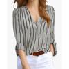 Damenhemd Frühling und Herbst Langarm Einfach Locker Lässig Bedruckte Gestreifte Hemden für Damen Stilvolle Elegante Büro Damenbluse