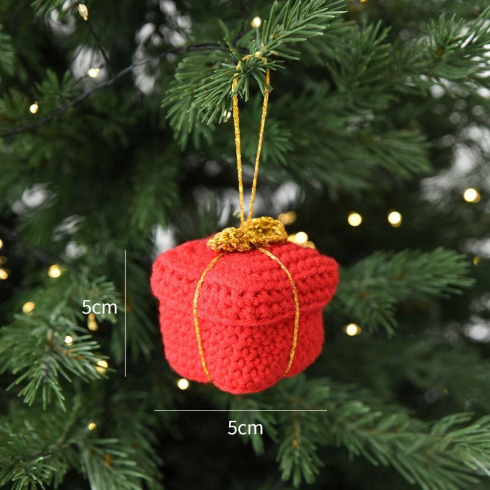 Handmade Christmas Tree Pendant Santa Claus Elk Pendant Hanging Ornament Woolen Knitted Cute Mini Mini Woolen Decor Backpack