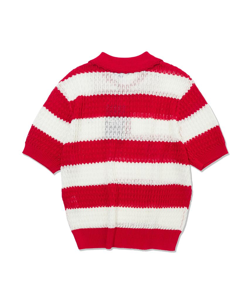PENFIELD Striped Lace Collar Knit Red_Fs2Nt02F