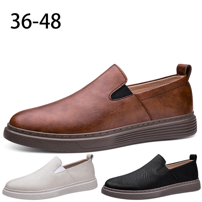 Autumn Men's Burnished Casual Slip-On Shoes - Breathable, Lightweight, Flat Board Shoes for Daily Wear