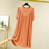 Summer Women's Dress With Long Loose Insole Solid Color Short Seeved Dress Night Dress