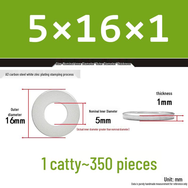 Extra Thick Galvanized Iron Flat Washer, Round, M3-M62