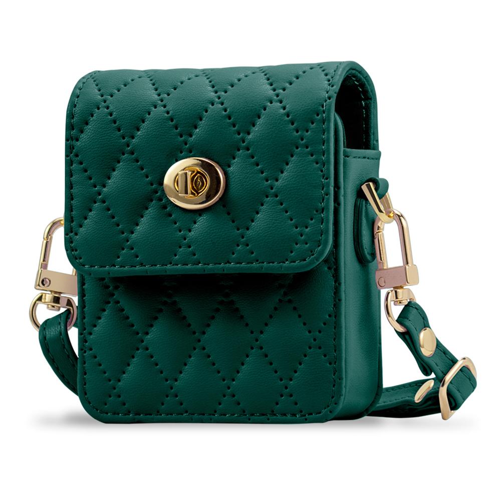 

Чехол для Samsung Galaxy Z Flip6 5G с плечевым ремнем, PU+PC кошелек, чехол для телефона со встроенной защитной пленкой для заднего экрана Green