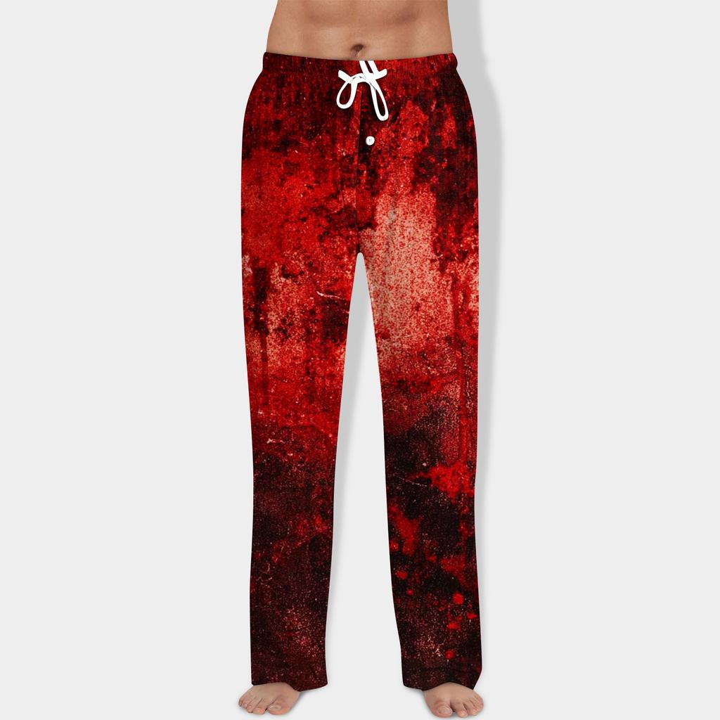 Men's Halloween Print Drawstring Pants Casual Pajama Pants
