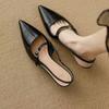 Summer New Shallow Mouth Pointed Toe Stiletto Heel Back Empty One Word Buckle Strap High Heels Baotou Sandals Women