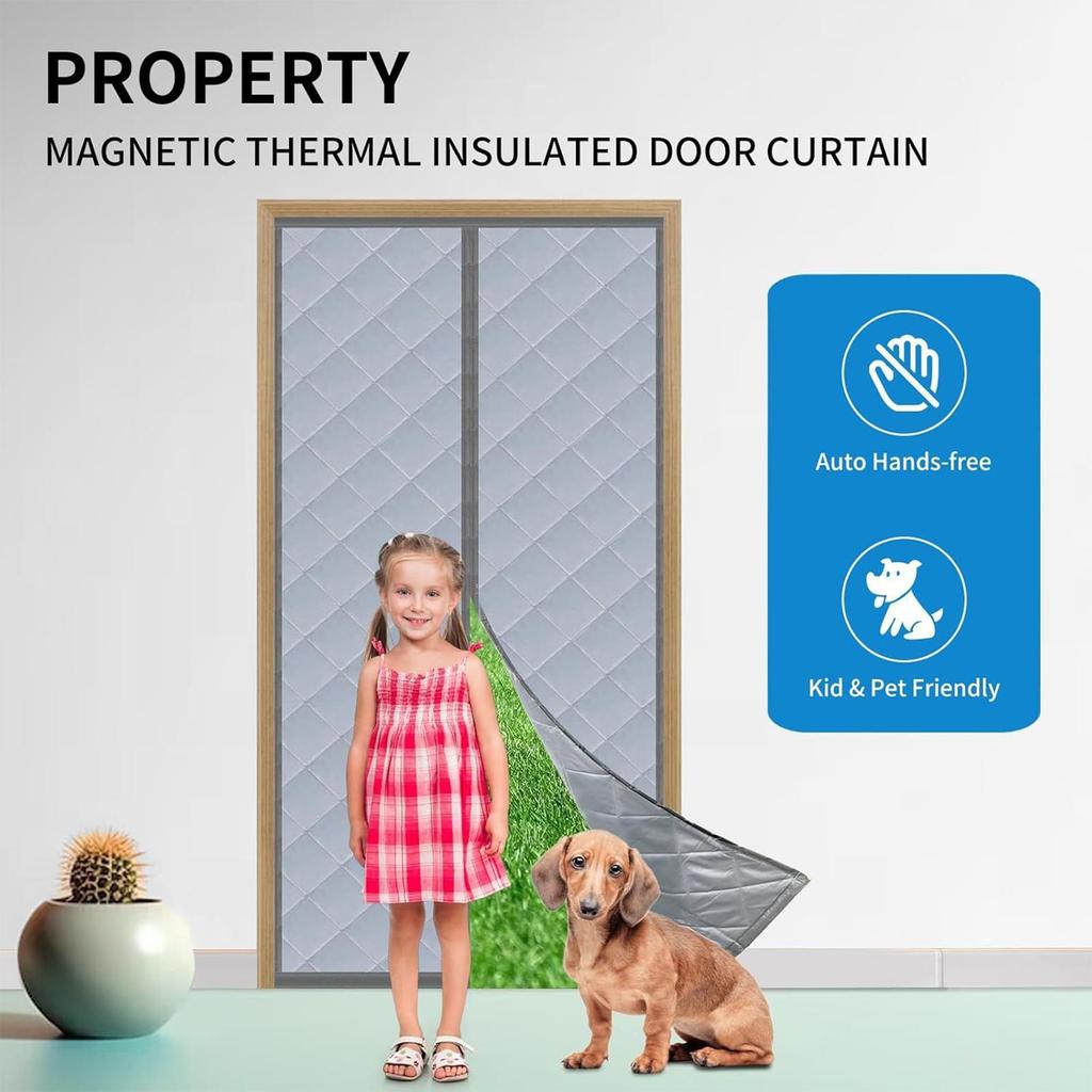 Insulated Door Curtains Polyester Shades Magnetic Thermal Door Cover For Winter For Room Bedroom Home Patio Closet Garage