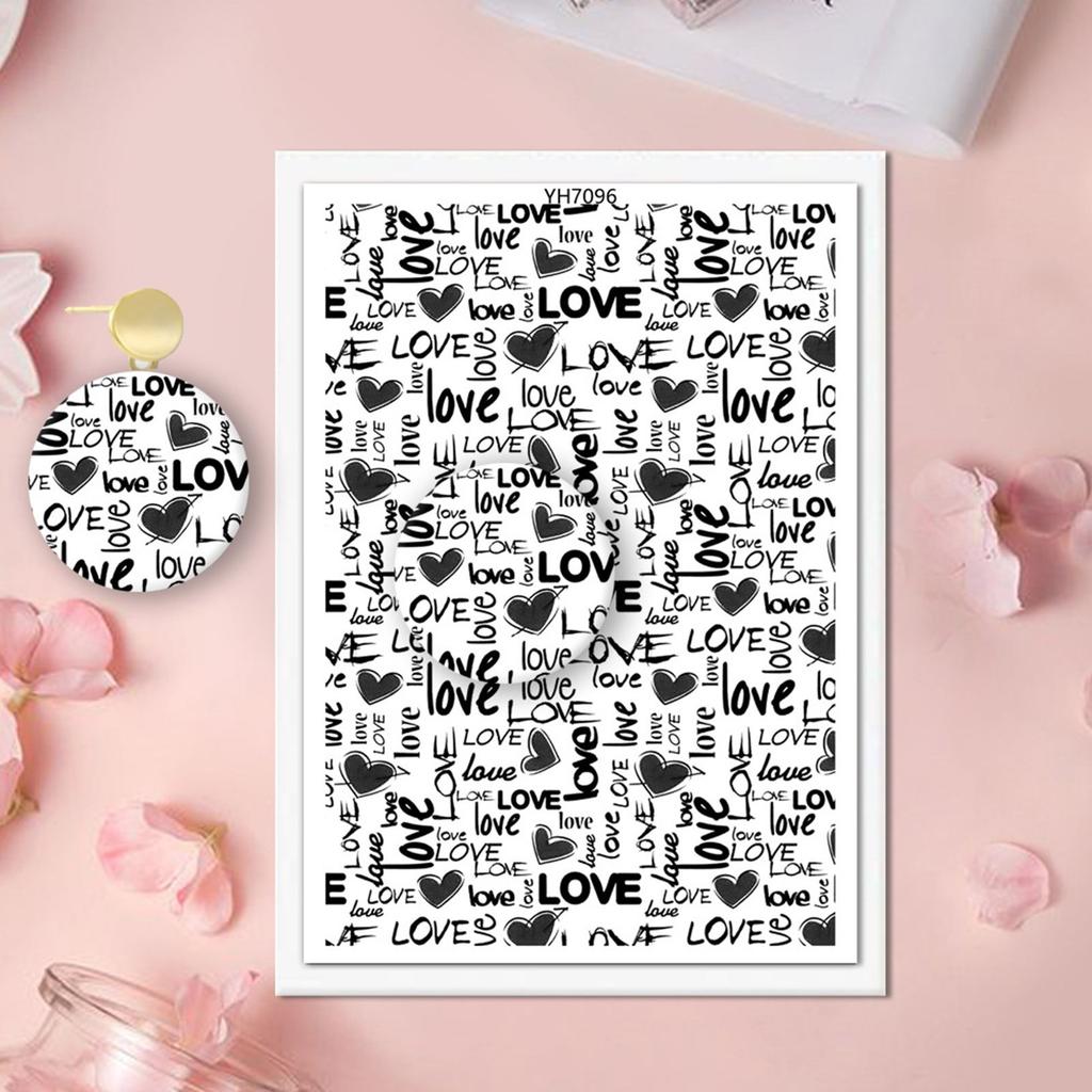 Hârtie de transfer pentru lut Inimă de dragoste de Valentine Hârtie de transfer pentru lut Hârtie de transfer solubilă în apă pentru realizarea de cercei din lut