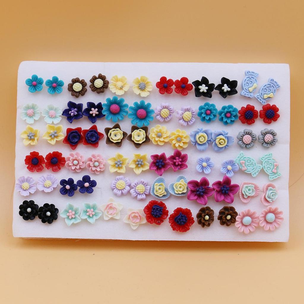 36 Pairs Mixed Color Resin Flower Stud Earrings Gift Set for Women