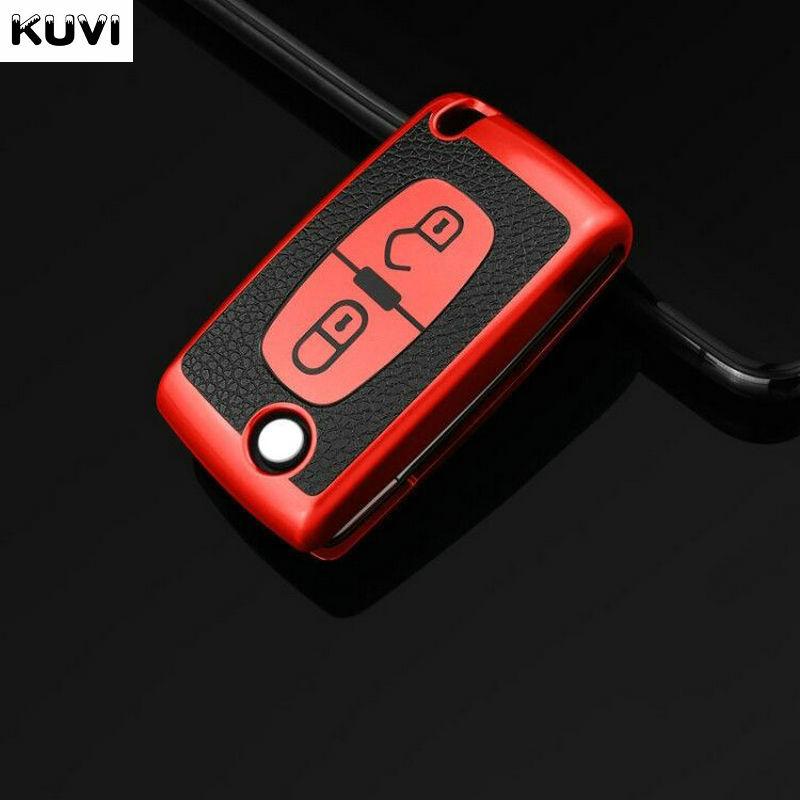 

Leather Tpu Car Remote Key Case Cover Shell Fob For Peugeot 107 207 307 308 407 607 3008 5008 For Citroen Xsara Picasso C5 C6 C8